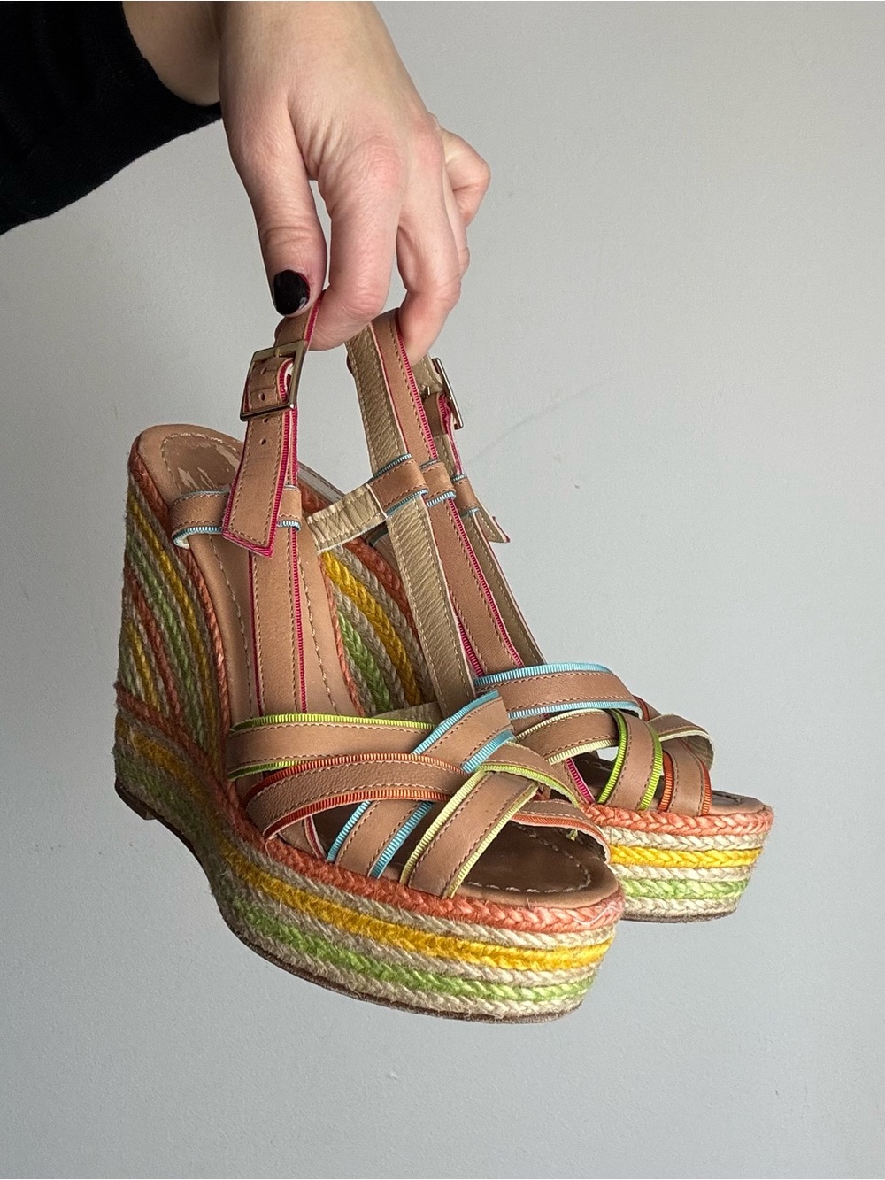 Kate Spade Women’s Multicolor Espadrille Wedge Sandals Made in Spain - Picture 1 of 7